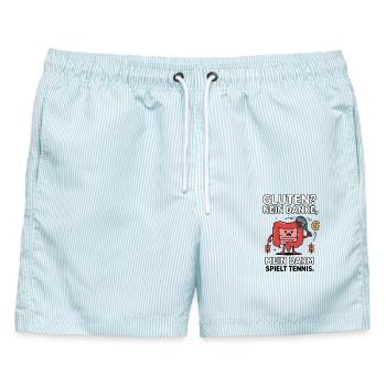 Gluten nein danke Darm Humor - Männer Badeshorts - hellblau gestreift - Vorne - AI Model Male 178 light (178cm)