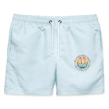 Abi 2026 Gymnasium Abitur Geschenkidee - Männer Badeshorts - hellblau gestreift - Vorne - AI Model Male 178 light (178cm)