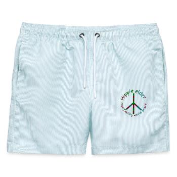 Hippies-Frieden - Männer Badeshorts - hellblau gestreift - Vorne - AI Model Male 178 light (178cm)