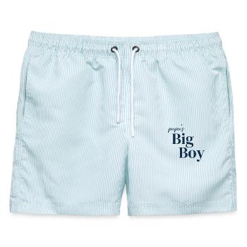 Papa's big boy - Männer Badeshorts - hellblau gestreift - Vorne - AI Model Male 178 light (178cm)