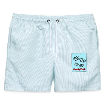 Family Pack - Männer Badeshorts - hellblau gestreift - Vorne - AI Model Male 178 light (178cm)