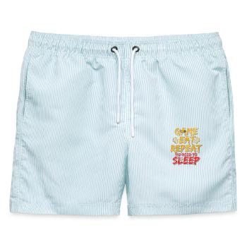 Game Eat Repeat – LAN Party Mode - Männer Badeshorts - hellblau gestreift - Vorne - AI Model Male 178 light (178cm)