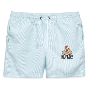  Ich Hab Kein Bock Bock Lustiges Genervtes Huhn - Männer Badeshorts - hellblau gestreift - Vorne - AI Model Male 178 light (178cm)