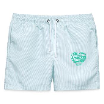 Kalalau Trail Hawaii Vibes - Männer Badeshorts - hellblau gestreift - Vorne - AI Model Male 178 light (178cm)