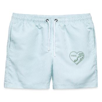 Tirol Herz Alpenweg - Männer Badeshorts - hellblau gestreift - Vorne - AI Model Male 178 light (178cm)