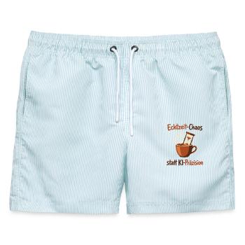 KI-Chaos Kaffee Human Design - Männer Badeshorts - hellblau gestreift - Vorne - AI Model Male 178 light (178cm)