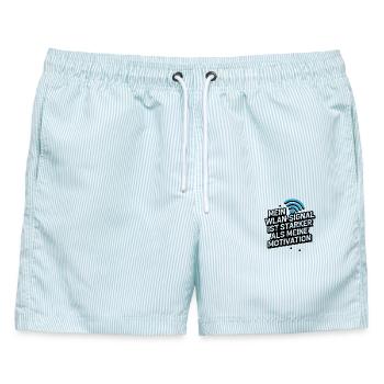  Mein Wlan-Signal Ist Stärker Als Meine Motivation - Männer Badeshorts - hellblau gestreift - Vorne - AI Model Male 178 light (178cm)