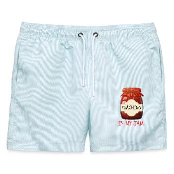 Lehren ist mein Jam-Lehrer - Männer Badeshorts - hellblau gestreift - Vorne - AI Model Male 178 light (178cm)