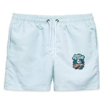 Unter Druck Seevogel Taucher - Männer Badeshorts - hellblau gestreift - Vorne - AI Model Male 178 light (178cm)