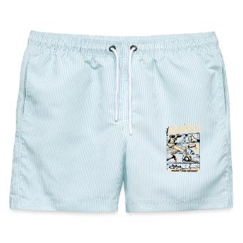 Heimwerker Projekt Eher Abenteuer - Männer Badeshorts - hellblau gestreift - Vorne - AI Model Male 178 light (178cm)