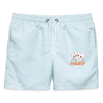 Money Maker Gambling Design - Männer Badeshorts - hellblau gestreift - Vorne - AI Model Male 178 light (178cm)