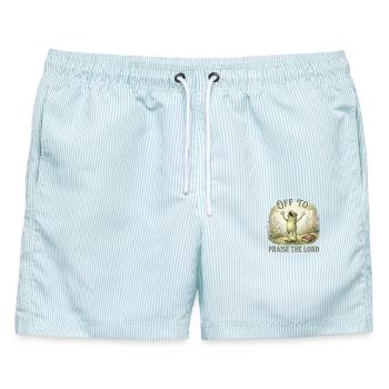 Auf, Um Den Herrn Zu Preisen Christ Frosch - Männer Badeshorts - hellblau gestreift - Vorne - AI Model Male 178 light (178cm)