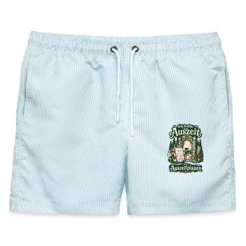 Ich buche eine Auszeit vom Auszeitplanen - Männer Badeshorts - hellblau gestreift - Vorne - AI Model Male 178 light (178cm)