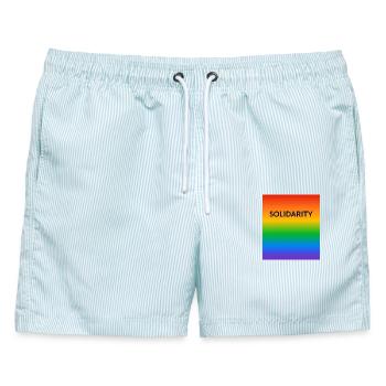 Solidarity Rainbow LGBT Ally Pride Allianz - Männer Badeshorts - hellblau gestreift - Vorne - AI Model Male 178 light (178cm)