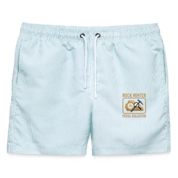 Rock Hunter, Fossiliensammler, Geologe, Wissenschaft - Männer Badeshorts - hellblau gestreift - Vorne - AI Model Male 178 light (178cm)