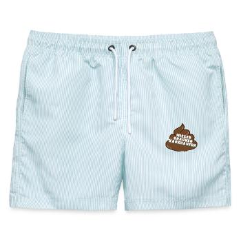 Mieser Brauner Haufen - Männer Badeshorts - hellblau gestreift - Vorne - AI Model Male 178 light (178cm)