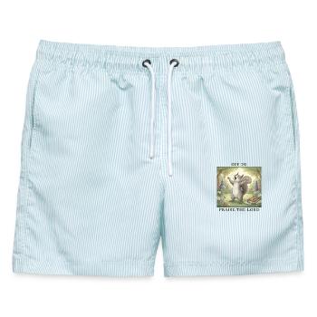 Auf, Um Den Herrn Zu Preisen Christ Eichhörnchen - Männer Badeshorts - hellblau gestreift - Vorne - AI Model Male 178 light (178cm)