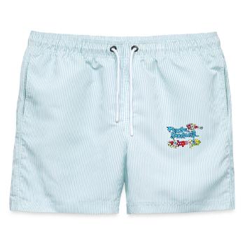 Rock Yourself  - Männer Badeshorts - hellblau gestreift - Vorne - AI Model Male 178 light (178cm)