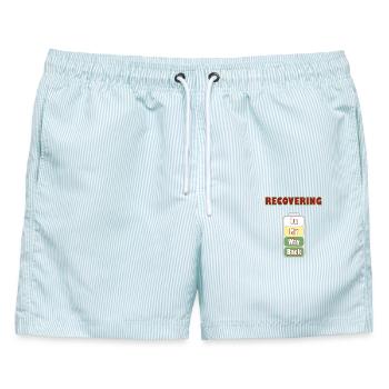Konzeptkonzeptkonzept für Burnout Recovery Minimal-Batterie - Männer Badeshorts - hellblau gestreift - Vorne - AI Model Male 178 light (178cm)