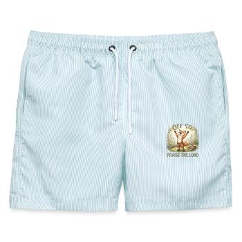 Auf, Um Den Herrn Zu Preisen Christian Fuchs - Männer Badeshorts - hellblau gestreift - Vorne - AI Model Male 178 light (178cm)