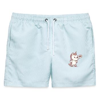 Einhorn NÖ Süß - Männer Badeshorts - hellblau gestreift - Vorne - AI Model Male 178 light (178cm)