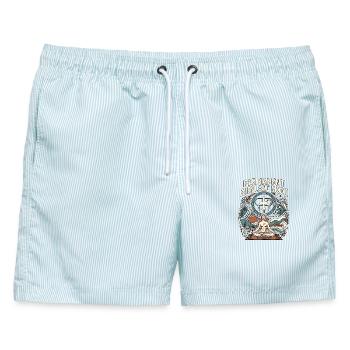 Yoga Air Plane Mode - Männer Badeshorts - hellblau gestreift - Vorne - AI Model Male 178 light (178cm)