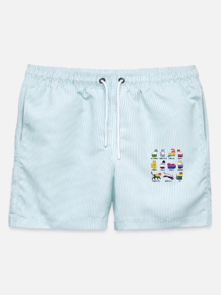 LGBTQ-Pride-Monat – Rainbow Cats - Männer Badeshorts - hellblau gestreift