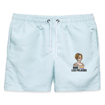 Pride-Monat LGBTQ – Mehr Stolz und weniger Vorurteile - Männer Badeshorts - hellblau gestreift - Vorne - AI Model Male 178 light (178cm)
