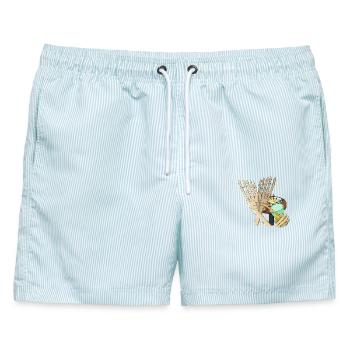 Ewigkeit - Männer Badeshorts - hellblau gestreift - Vorne - AI Model Male 178 light (178cm)