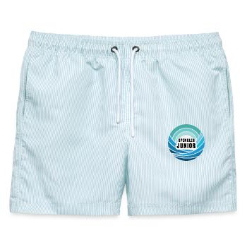 Spengler Junior Nachfolger Sohn Kind Junge - Männer Badeshorts - hellblau gestreift - Vorne - AI Model Male 178 light (178cm)