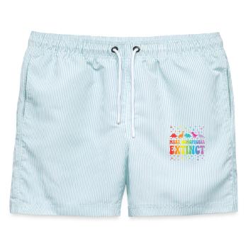 LGBTQ-Pride-Monat – Macht Homophobie ausrottend - Männer Badeshorts - hellblau gestreift - Vorne - AI Model Male 178 light (178cm)