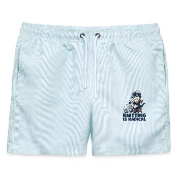 Radical Knitting Otter - Männer Badeshorts - hellblau gestreift - Vorne - AI Model Male 178 light (178cm)