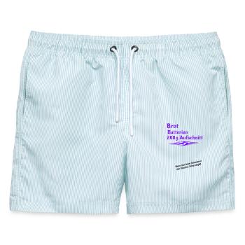 Tattoo falscher Zettel - Männer Badeshorts - hellblau gestreift - Vorne - AI Model Male 178 light (178cm)
