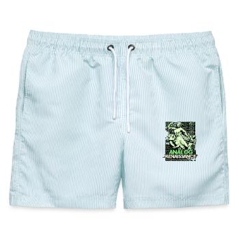 Analog Renaissance - Männer Badeshorts - hellblau gestreift - Vorne - AI Model Male 178 light (178cm)