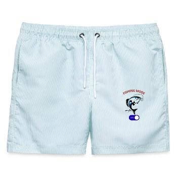 Angelmodus aktiviert Cool Angler Fish Hook Tee - Männer Badeshorts - hellblau gestreift - Vorne - AI Model Male 178 light (178cm)