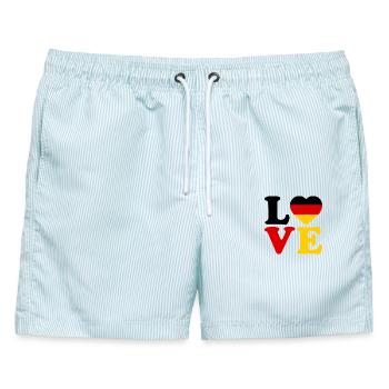 Deutschland Love Herz Fussball Fan Shirt - Männer Badeshorts - hellblau gestreift - Vorne - AI Model Male 178 light (178cm)