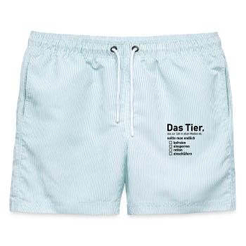 aktuelles Tier - Männer Badeshorts - hellblau gestreift - Vorne - AI Model Male 178 light (178cm)