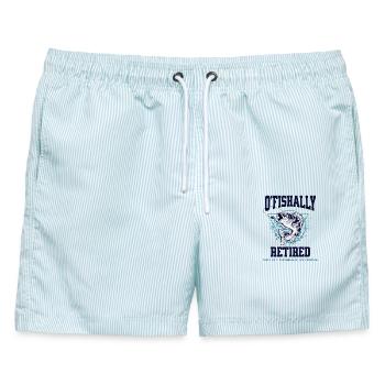 Ofishally Zurückgezogene Fischerei - Männer Badeshorts - hellblau gestreift - Vorne - AI Model Male 178 light (178cm)