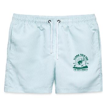 Llama Told You I’m Over It - Männer Badeshorts - hellblau gestreift - Vorne - AI Model Male 178 light (178cm)