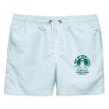 Not My Prob-Llama Siesta - Männer Badeshorts - hellblau gestreift - Vorne - AI Model Male 178 light (178cm)