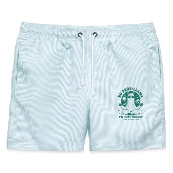 No Prob-Llama Just Chillin - Männer Badeshorts - hellblau gestreift - Vorne - AI Model Male 178 light (178cm)