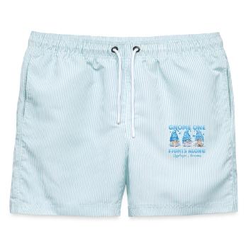 Gnom Hellblau Schluckbeschwerden - Männer Badeshorts - hellblau gestreift - Vorne - AI Model Male 178 light (178cm)