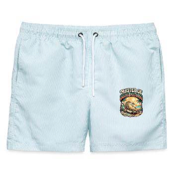 Karpfen Angler - Männer Badeshorts - hellblau gestreift - Vorne - AI Model Male 178 light (178cm)