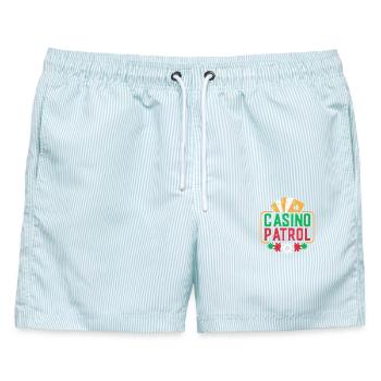 Gambling Fan Casino Patrol Casino - Männer Badeshorts - hellblau gestreift - Vorne - AI Model Male 178 light (178cm)