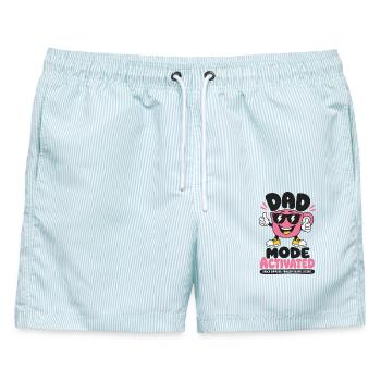 Best Dad Ever Kaffee Spruch - Männer Badeshorts - hellblau gestreift - Vorne - AI Model Male 178 light (178cm)