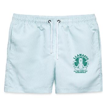 No Prob Llama Just Chill - Männer Badeshorts - hellblau gestreift - Vorne - AI Model Male 178 light (178cm)