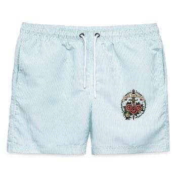 Nema Problema Shirt Lustig Balkan Jugo Geschenk - Männer Badeshorts - hellblau gestreift - Vorne - AI Model Male 178 light (178cm)