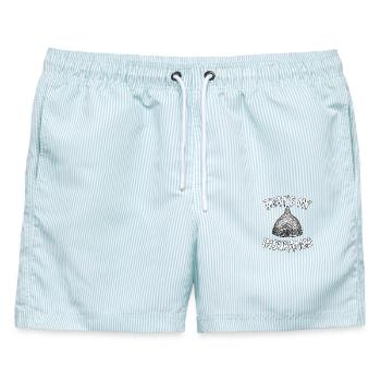 Free Insurance - Männer Badeshorts - hellblau gestreift - Vorne - AI Model Male 178 light (178cm)