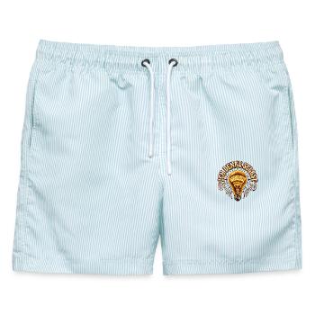 Ich Denke Selbst - Männer Badeshorts - hellblau gestreift - Vorne - AI Model Male 178 light (178cm)