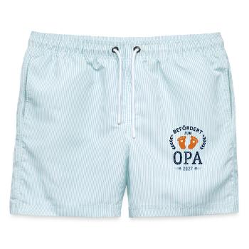 Befördert zum Opa 2027 Neuer Großvater - Männer Badeshorts - hellblau gestreift - Vorne - AI Model Male 178 light (178cm)